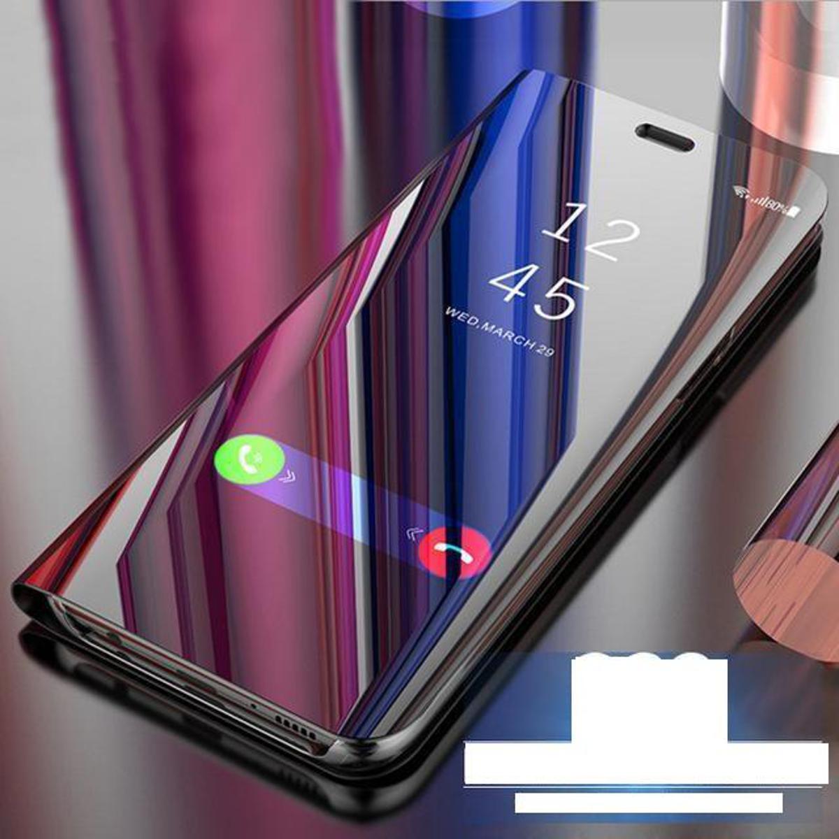 Clear View Mirror Leather Flip Cover for Redmi Note 5 - Black