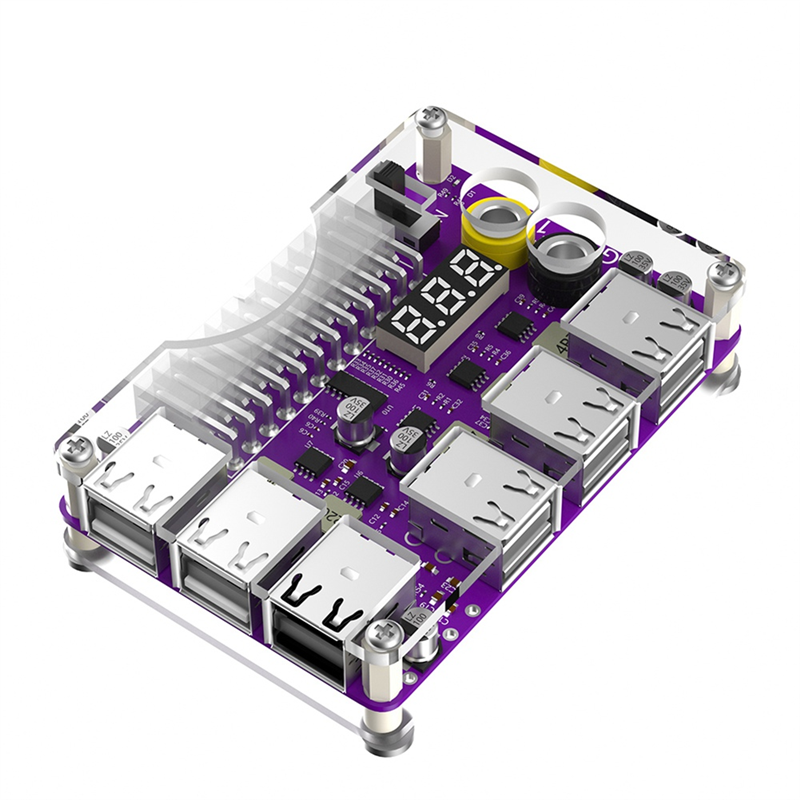 Power Adapter Connector Power Supply Breakout Board High Quality ATX 24Pin Power Module Adapter with 12 Port USB 2.0 and QC 2.0/ 3.0 and 12V Output