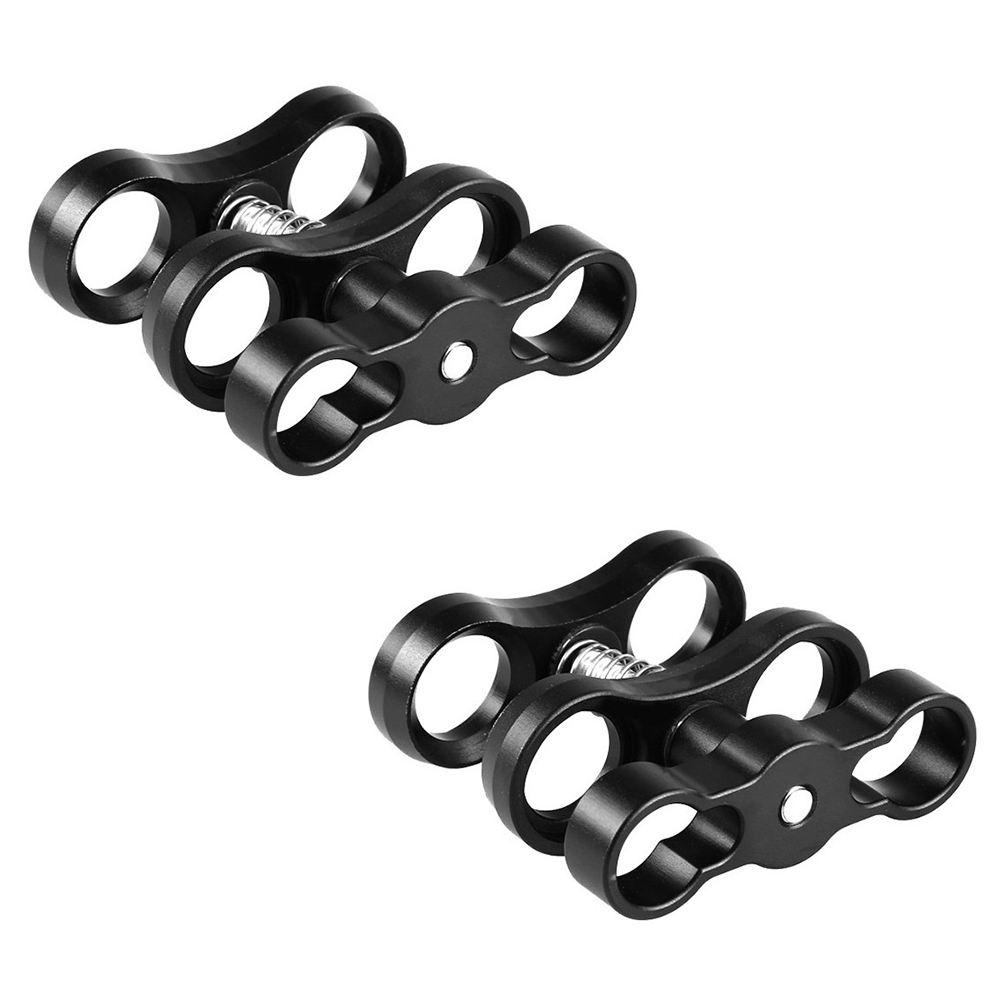 2 Pcs for Series Diving 2 Hole Butterfly Clip Standard Long Ball Clip Bracket Diving Camera Arm Double Ball Clip
