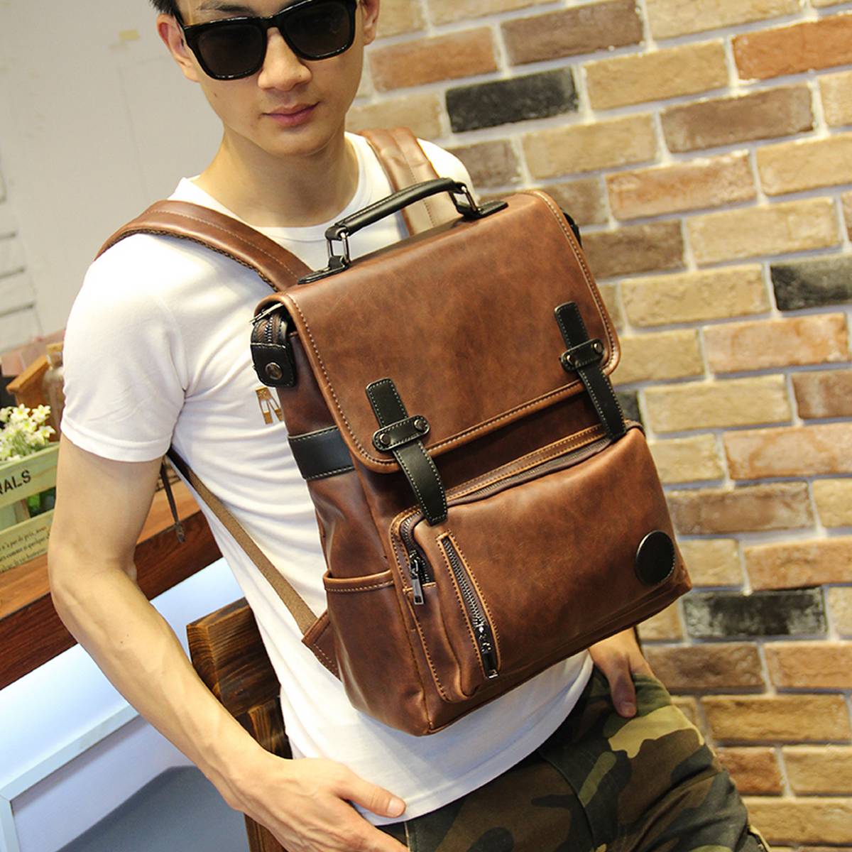 Cow Leather Backpacks Men'S 