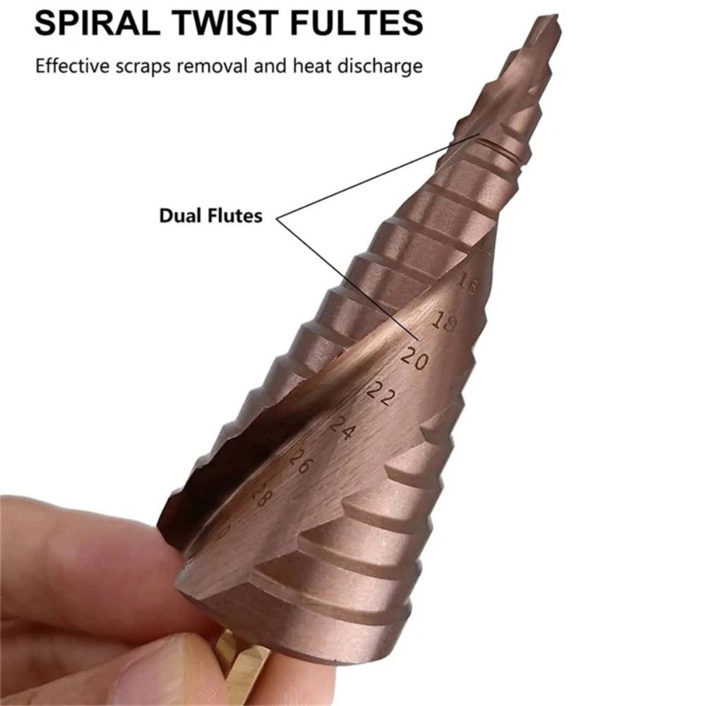 Durable M35 5% Cobalt Step Drill Bit Hex Shank Spiral Groove Drill Perforator Multiple Hole 4-12mm/20mm/32mm Stepped Drill Bits Hole Cutter Tool. 