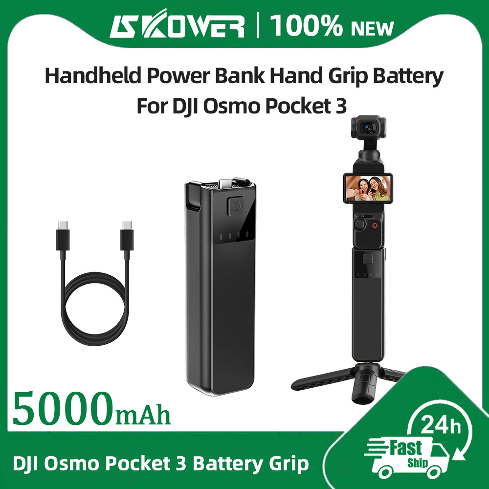 SKOWER DJI Osmo Pocket 3 Battery Handheld Power Bank Hand Grip for Osmo Pocket 3 Camera with Type-C Cable