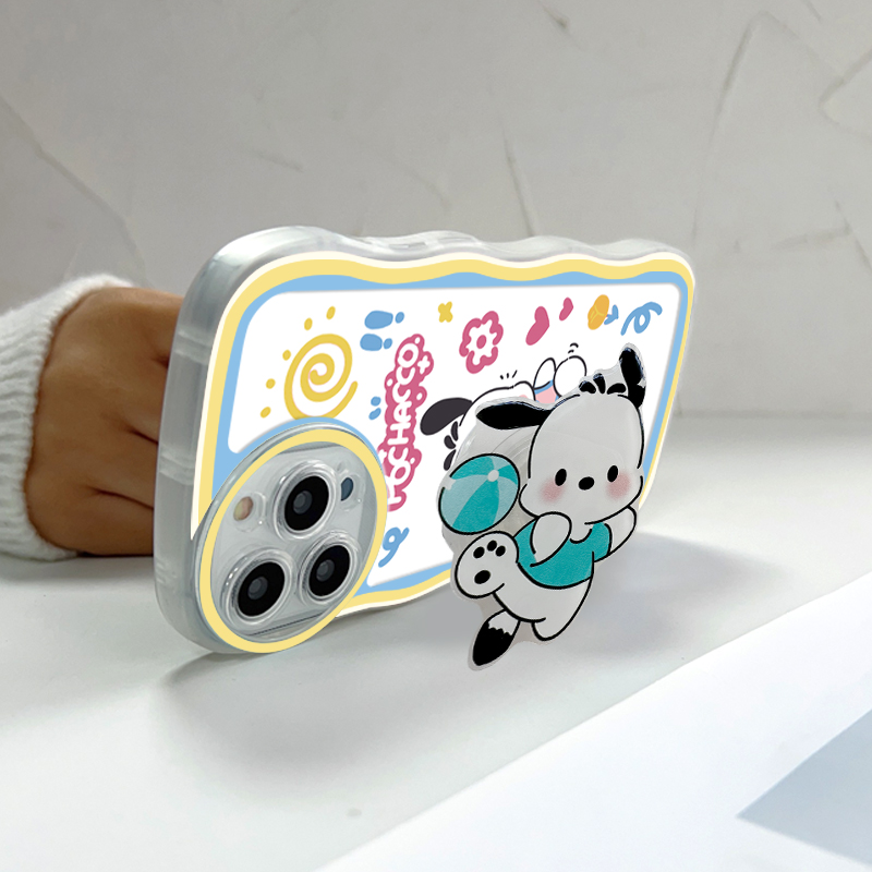 Jizetin for Huawei P20 Pro Back Cover + Free Pop Socket Happy Pochacco Soft Wavy Shape TPU Phone Case For Girls Boys. 