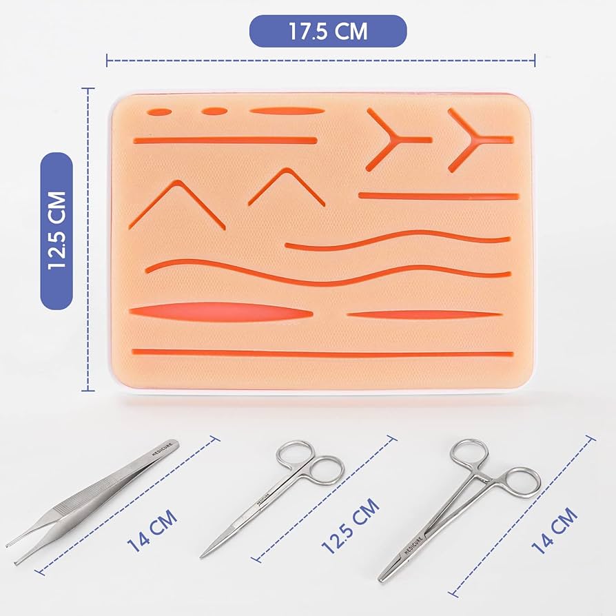 Suture Practice Kit for Medical and Vet Students, Startup Suture Kit Including Silicone Pad with Durable Mesh, Suturing Tools, for Suture Curriculum Practice (Education Use Only). 