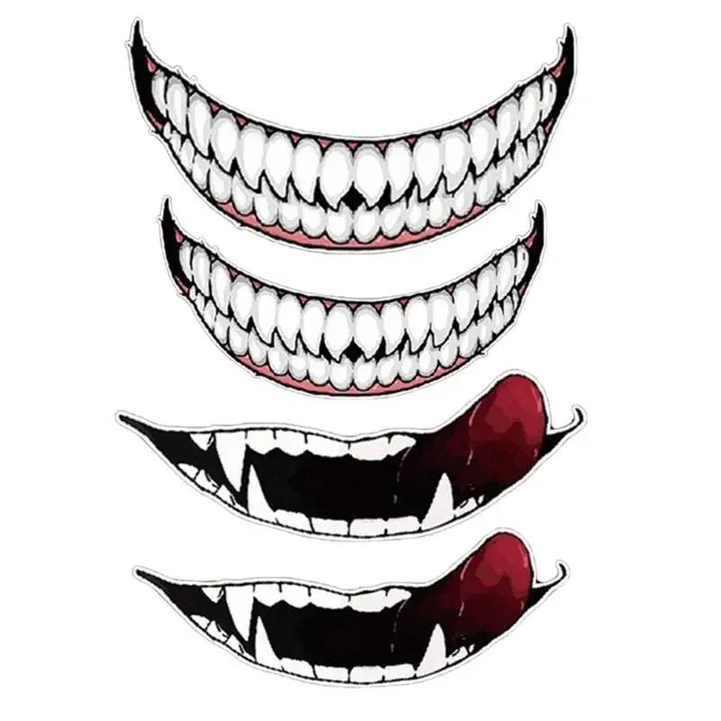1pc Evil Teeth and Tongue Stickers DIY Auto Bumper Horror Motorcylce Helmet Decals for SHOEI Z8 KYT HJC Agv K1 K3 K5-S ARAI LS2. 