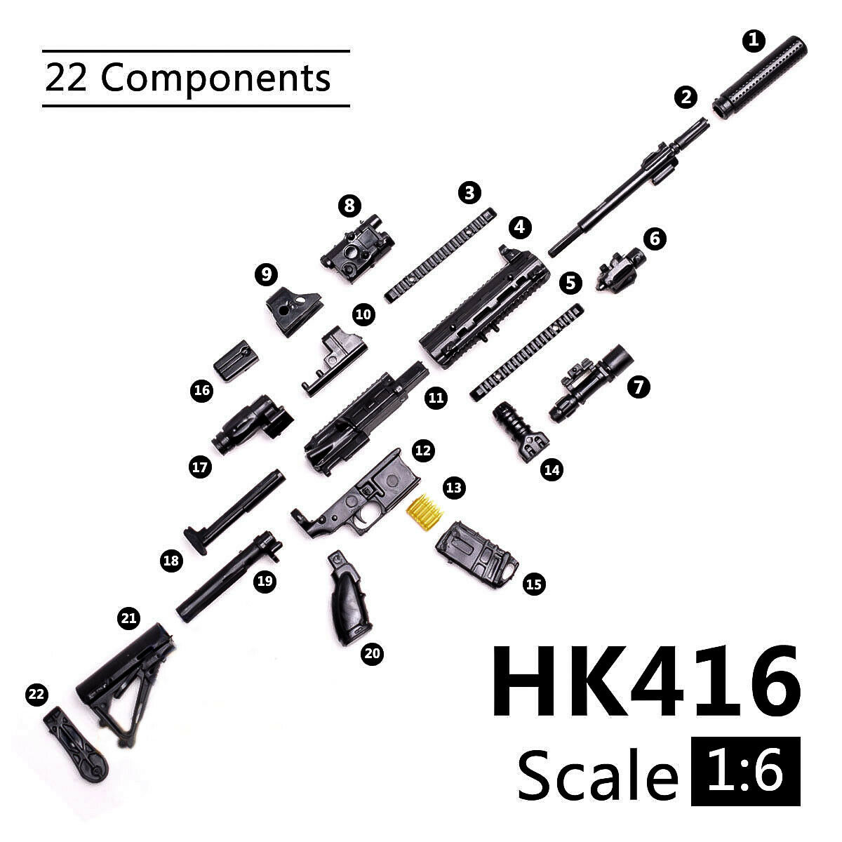 MoupBoi 1:6 PUBG M416 HK416 Rifle Assembly Gun Model Assembling Puzzles Building Bricks For Action Figure
