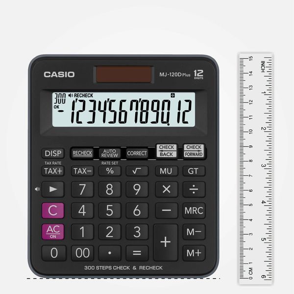 Casio MJ-120DPLUS-BK Solar and Battery Powered Basic Calculator - Black. 