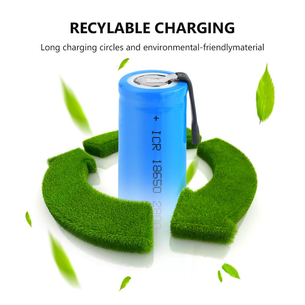 ICR18650 3.7V 2000mAh High Capacity Lithium-ion Rechargeable Battery With Nickel Strip/Soldering Tabs For Various DC Devices - 1 Piece. 