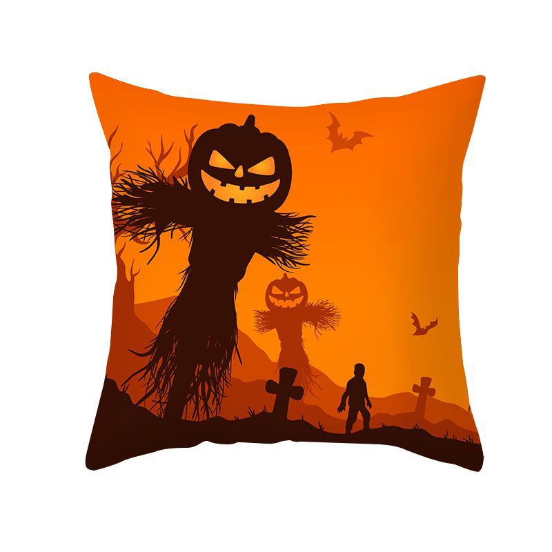 2024 Cross-border New Product Halloween Cushion Cover Dark Pumpkin Bat Cushion Cover Shopee Home Cushion Cover
