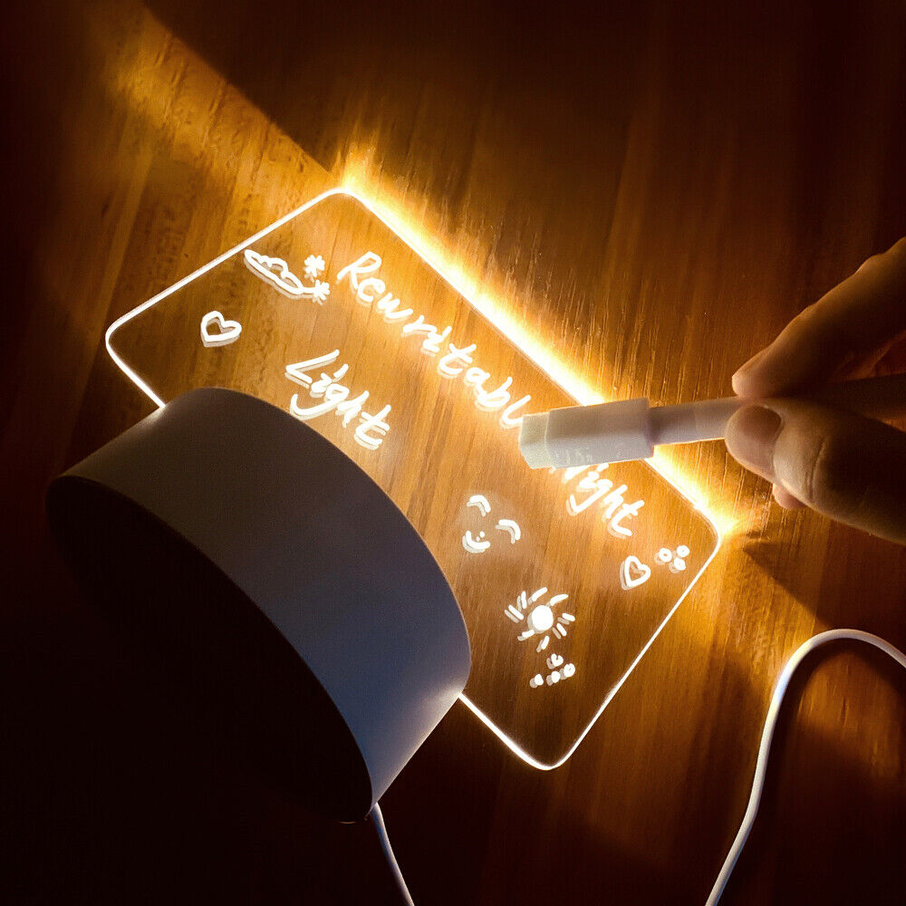 3D Illusion Note Board Creative Led Night Lights USB Power Message Board With Pen Table Lamp. 