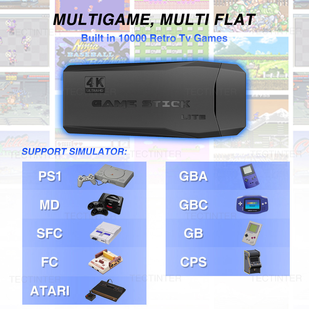 4K Game Stick Retro HD TV Video Game Console Arcade Keyboard Built-in 20000+ Games with Double Arcade Joysitck For ATARI/GBA/PS1. 