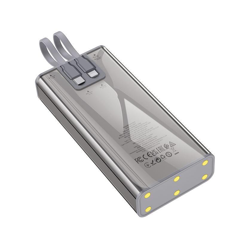 Hoco J104A Discovery Edition 22.5W Fully Compatible Power Bank with built in 2pcs Cable (20000mAh Powerbank). 