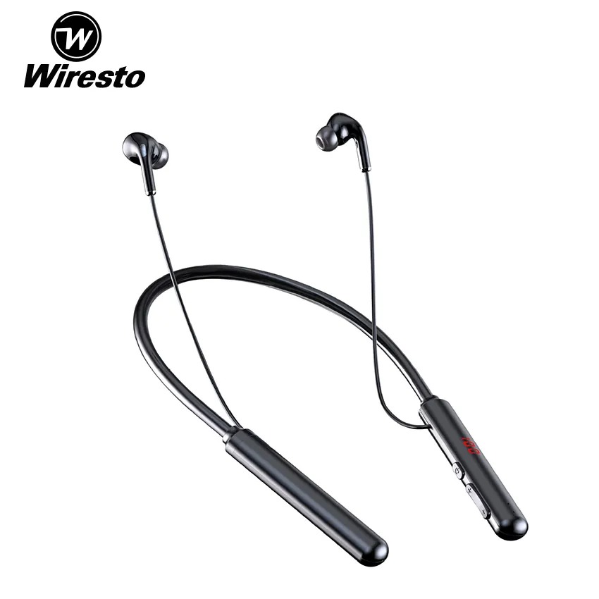 Wiresto S960 In-Ear Headphones Wireless Bluetooth5.0 Earphone Neckband Headphone Neck Hanging Earbuds Soft Silicone IPX5 Waterproof Sport Earphone HIFI Stereo Headset Magnetic Headphones handfree Support 32G TF Card