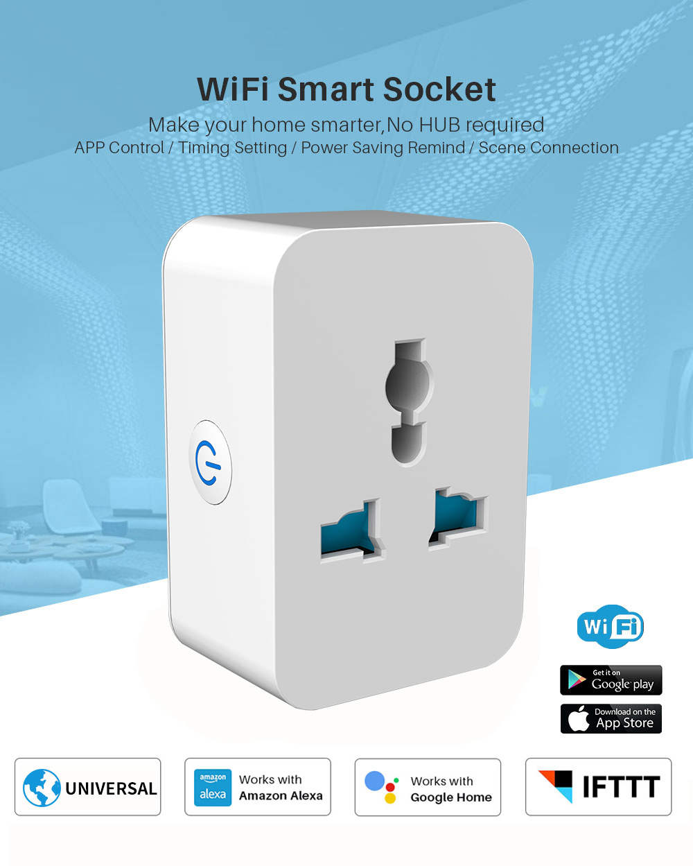 Nax 10A/15A Wifi + Bluetooth Universal Smart Home Socket Plug Basic Wireless Wifi App Remote Control Timer Switch Powercube Us Eu Uk Adapter. 