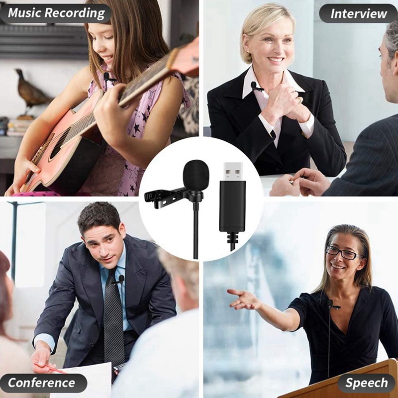 Universal USB Microphone Lavalier Microphone Clip-on Computer Mic