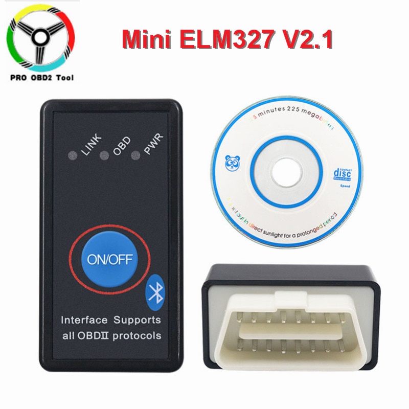 Quality ELM 327 Switch V2.1 Bluetooth OBD2 CAN-BUS  OBDII Protocols Diagnostic Tool Super Mini ELM327 v2.1 Car Scanner. 