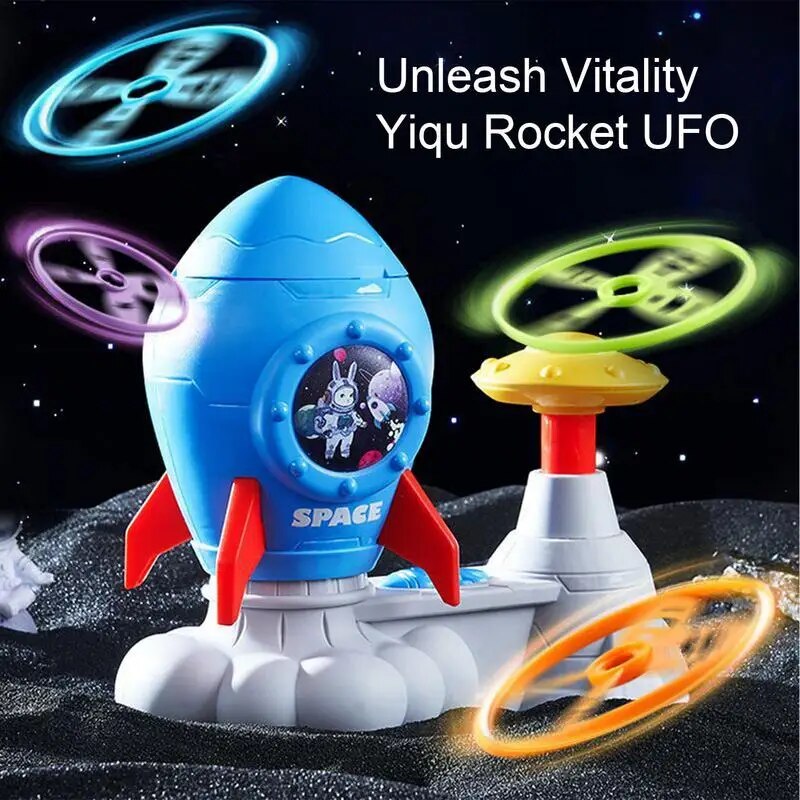 Kids Rocket Launcher Toy Jump Rocket Set Outdoor Game Flying Saucer Rocket Fun Flying Discs Interactive Educational Toy.