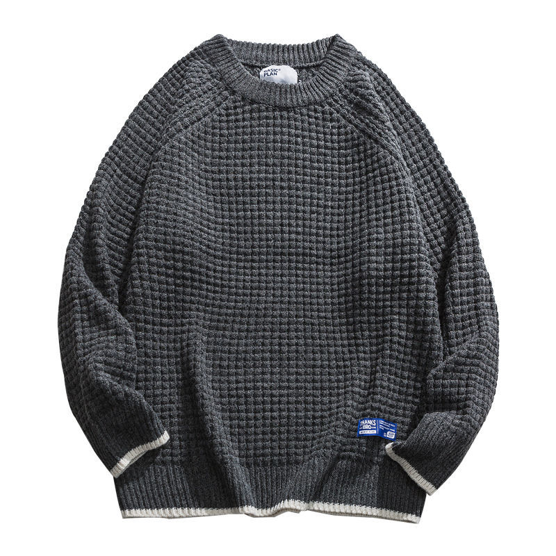 Japanese Plus Size Retro Style Three-Dimensional Fishbone Pattern Cotton Thick Thread Knitted Autumn And Winter Round Neck Stretch Sweater Sweater. 