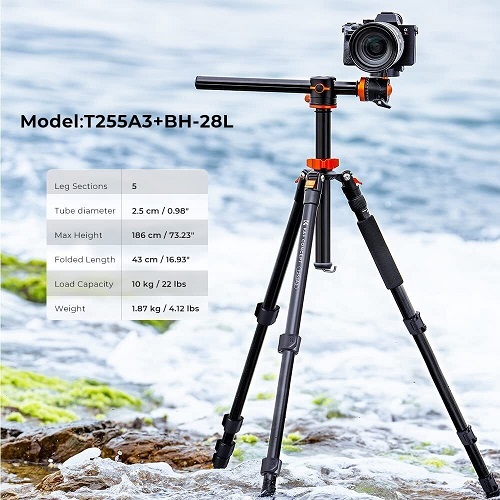K&F Concept KF09.112 T255A3 Aluminum Overhead Ball Head Tripod with Monopod. 