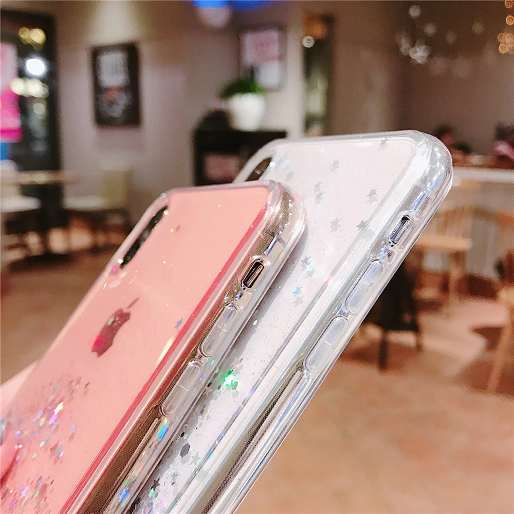 Glitter Bling Sequins Case For iPhone 8 7 Plus 6 6S Cases Shine Star Transparent Case For iphone X XR XS MAX 10 Soft TPU Cover. 