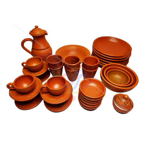 মাটির ডিনার সেট 34 পিস - dinner set. 