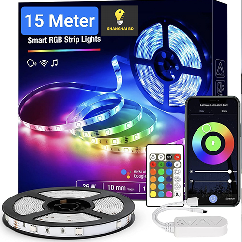 Best Quality 15 Meter LED Light Strip TV LED Backlight USB RGB 5050 Color Strip Music Synchronized Color Changing Remote App Control 5Volt Halloween Decorative Night Light Suitable for Home Bedroom Christmas Party Holidays Ceiling lighting. 