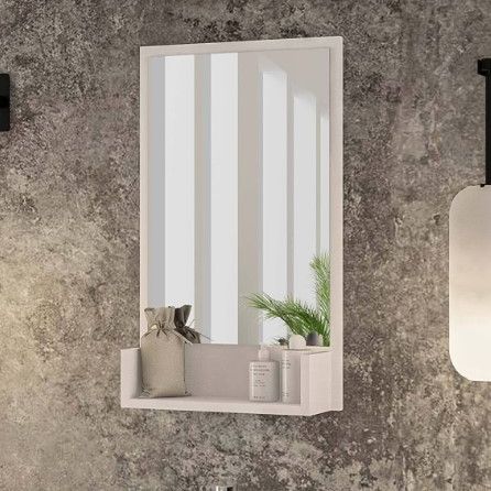 Bathroom Mirror with Shelf, Mirror with Shelf, Bathroom Mirror, Wall Mirror, Decorative Mirror, Mirror, Vanity Mirror, Black Mirror. 