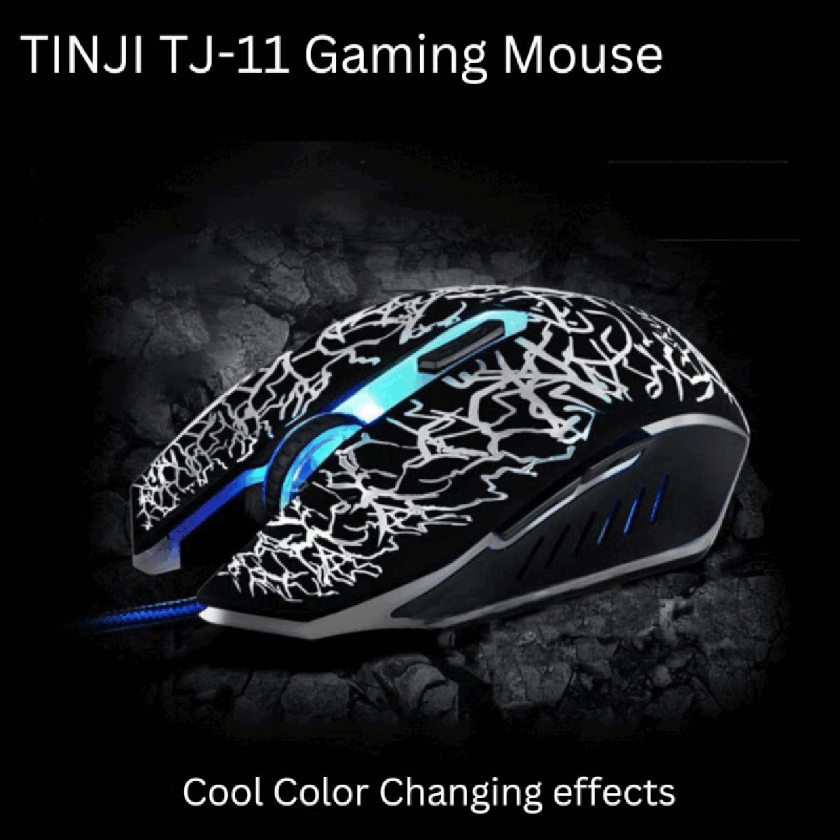 TINJI TJ-11 Gaming Mouse 1600 DPI RGB Effect 6 Button Nylon Cable Gaming Mouse