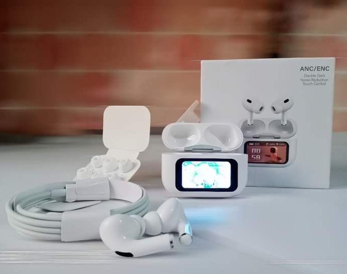 App Version A9 Pro Touch Screen Display Airpods with ANC ENC TWS Earbuds iOS and Android App Supported Airpods Fere Fit App. 