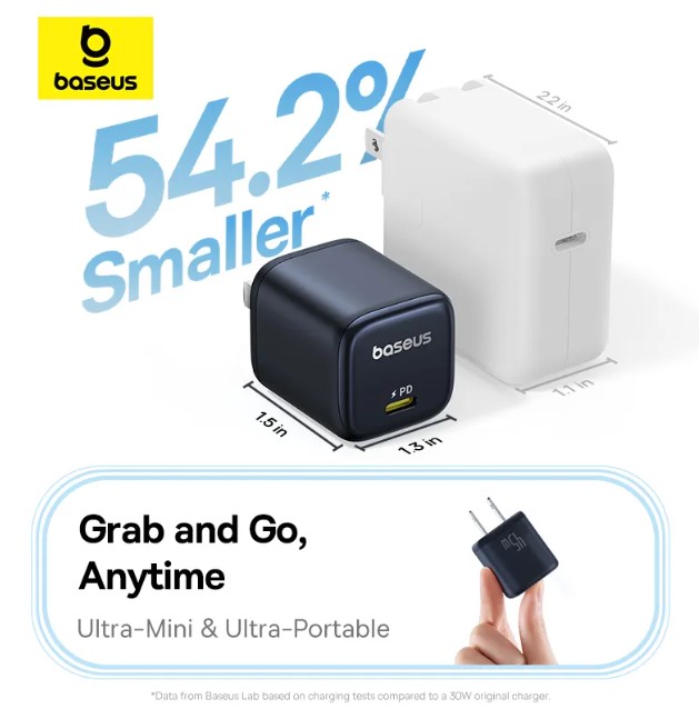Baseus 45W Charger, PicoGo C1 USB C Charger Block Fast Charging, Compact Type C Wall Charger for iPhone16/15/14/13/12 Series, Galaxy Series, MacBook Etc. 