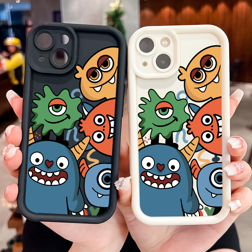 TA for Redmi Note 13 Pro 4G Back Cover Soft Square Ladder Little Monster Pattern Cases Silicone Camera Protection Phone Case. 