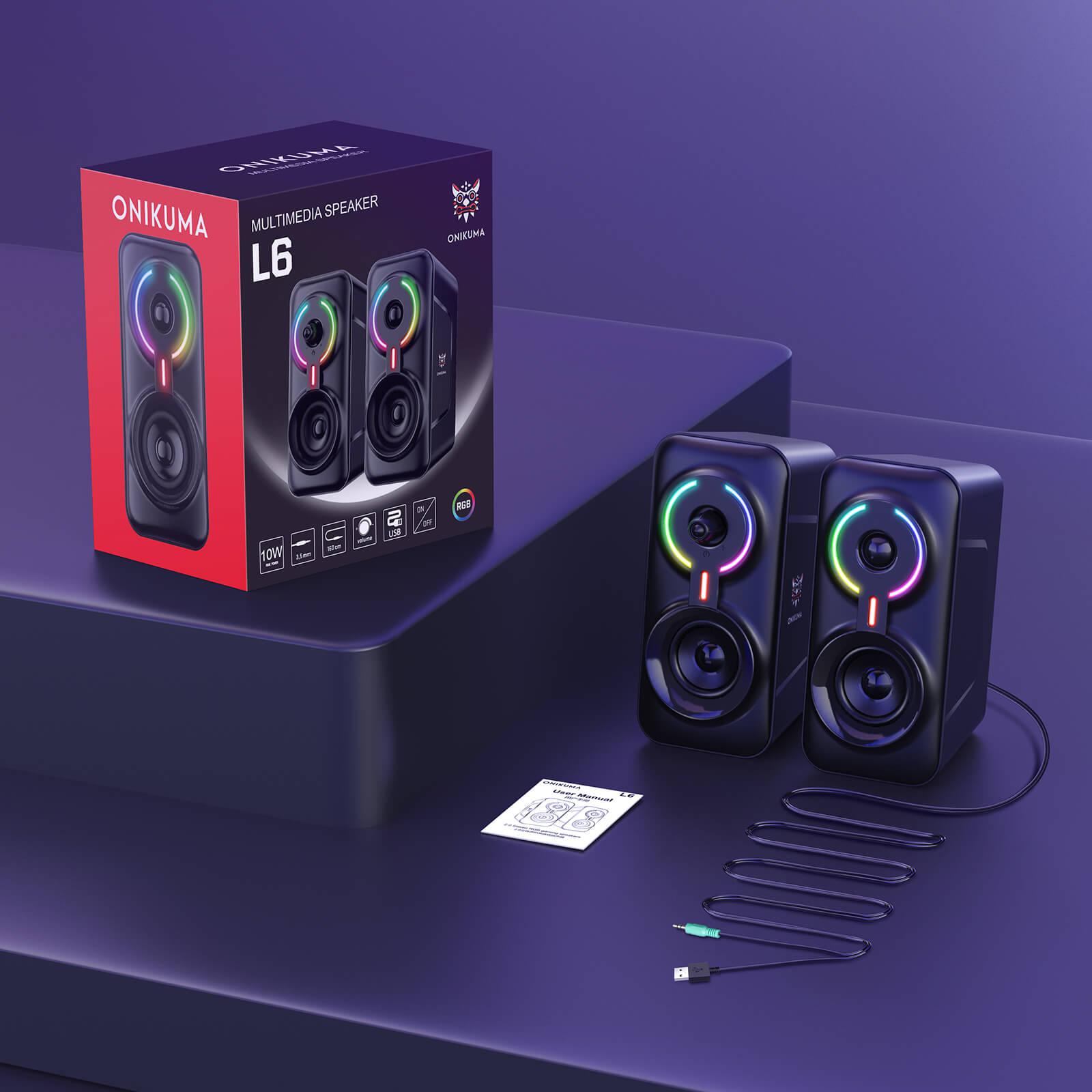 ONIKUMA L6 Multimedia Gaming Speaker with BT5.0 and AUX Mode. 