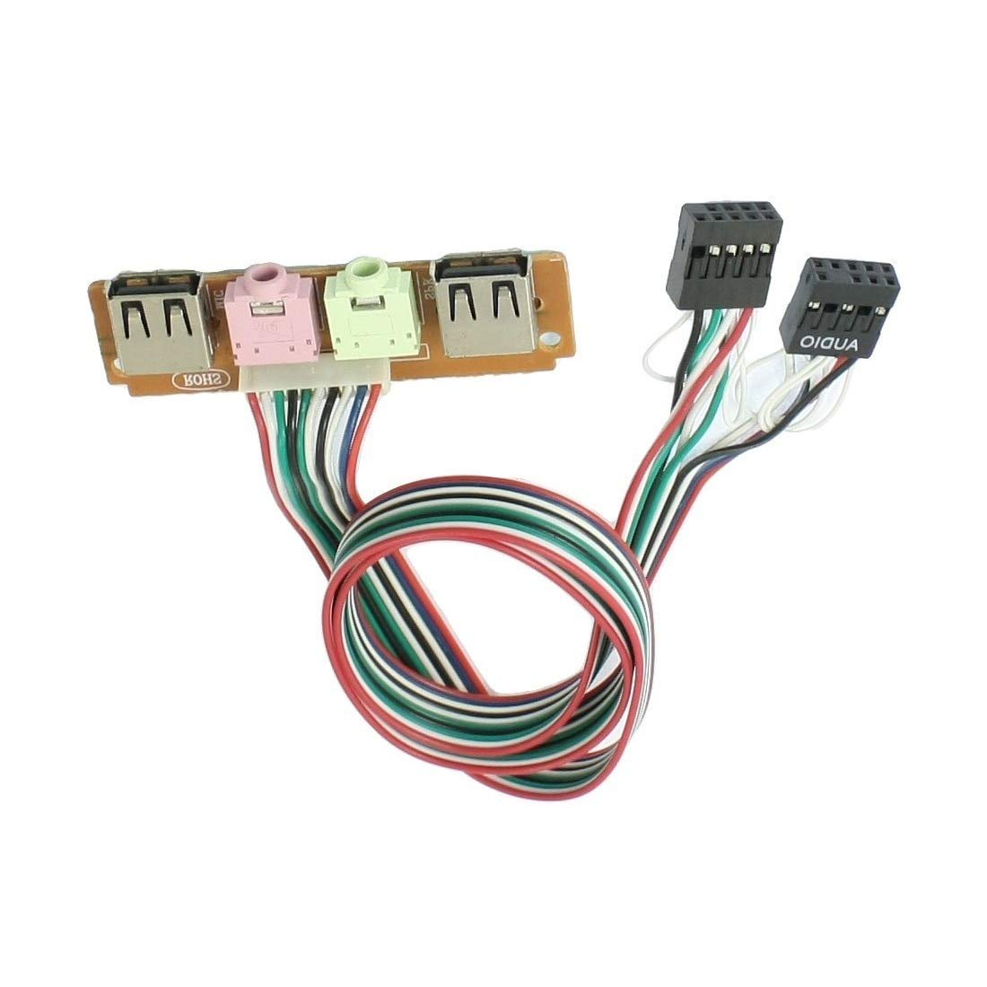 PC Case Front Panel USB Audio Port Mic Earphone Cable Line. 
