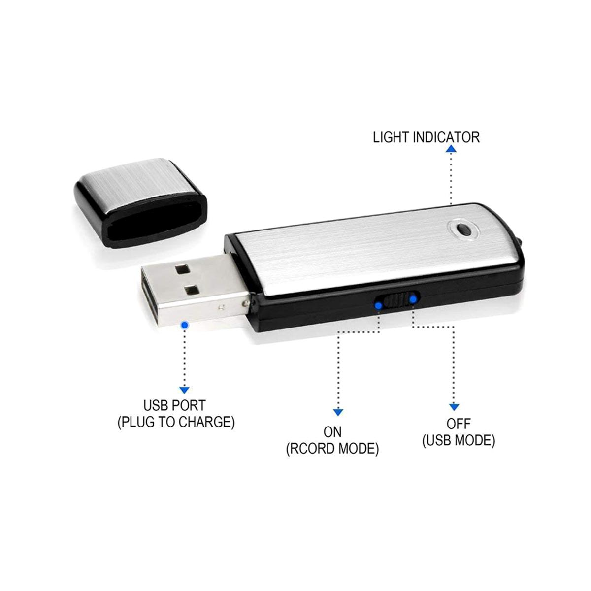 Voice Recorder with 8GB USB Flash Drive and Built-in Audio Storage. 