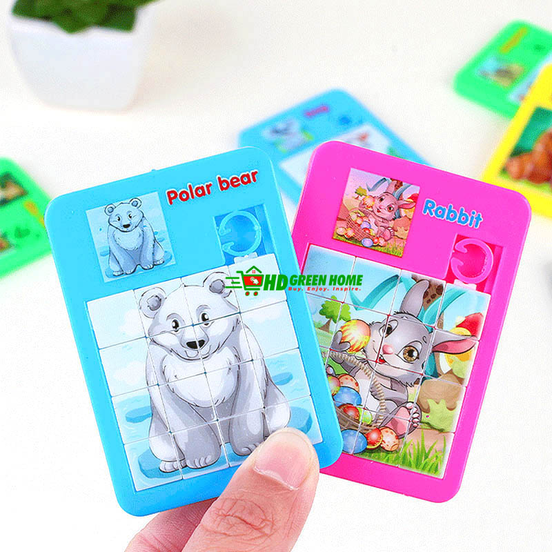 2 pcs x Mini Animal Slide Puzzle Plastic 3D Sliding Puzzles Game Toy. 
