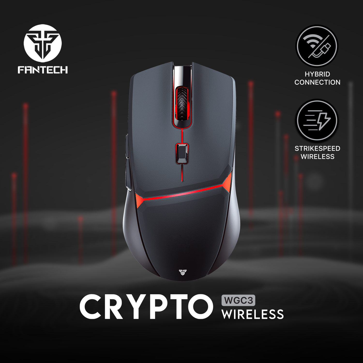 FANTECH WGC3 CRYPTO Wired And Wireless Gaming Mouse Pixart 3325 And 10000 DPI Mouse Poling 1000Hz Macro 6 Button Mice