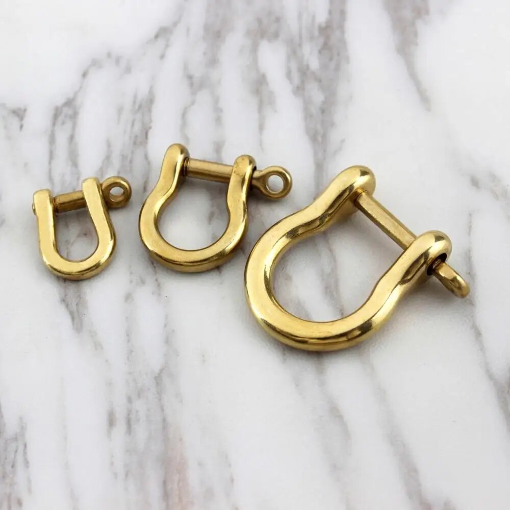 Solid Brass Carabiner D Bow Shackle Fob Key Ring Keychain Hook Screw Joint Connector Buckle. 