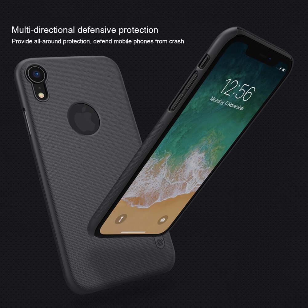 Nillkin ( iPhone XR ) Super Frosted Shield Matte cover case for Apple iPhone XR (with LOGO cutout) - Black. 