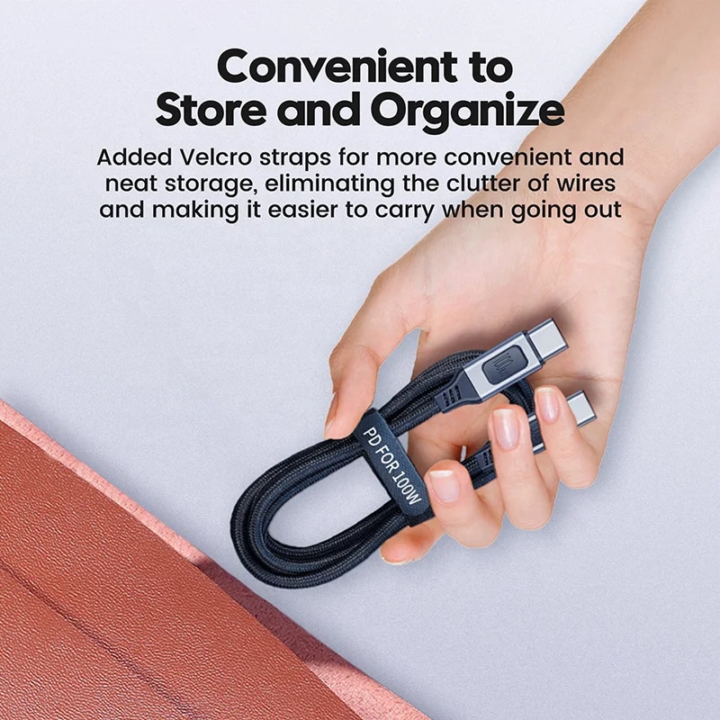 Fast Charging Cable PD Charger 20V/5A Double-Head Nylon Braided Type C Data Cable 100W Chip Compatible for Most USB-C Devices. 