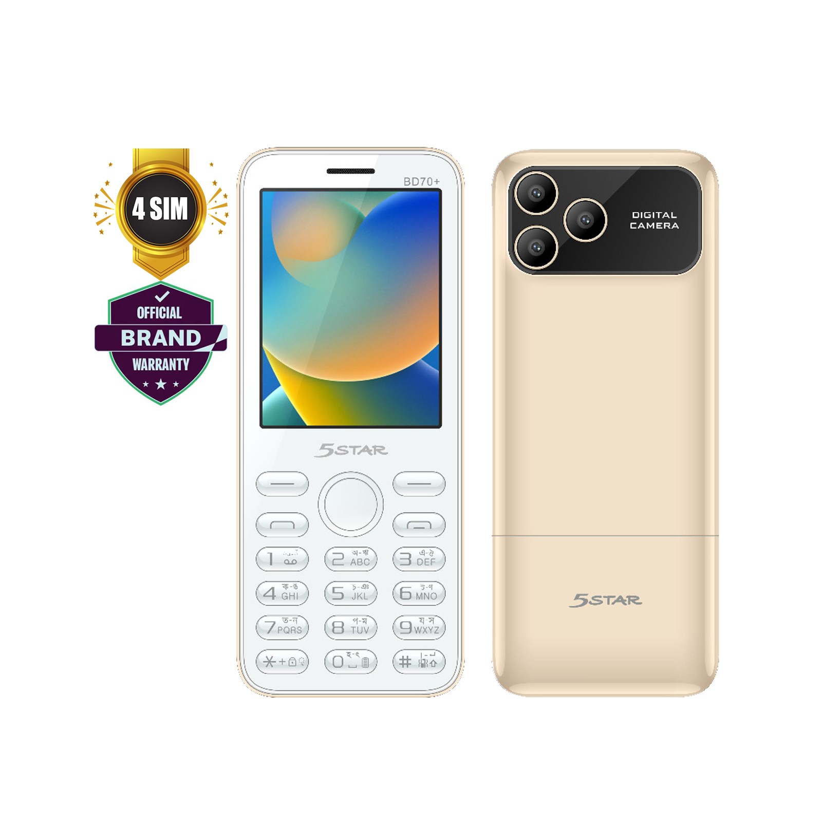 4 SIM BD70 + 2.8 inch  Big Display  supper power Battery Feature Button Mobile Phone Powerful Network Super Design with Magic Voice strong Battery  Type C charger. 