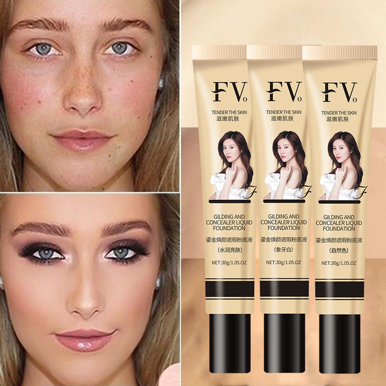Fv Foundation Gilded Base Liquid Cream Face Coverage Oil-control Makeup Waterproof Soft Long-lasting Face Professional Conc Abandon Abandon. 