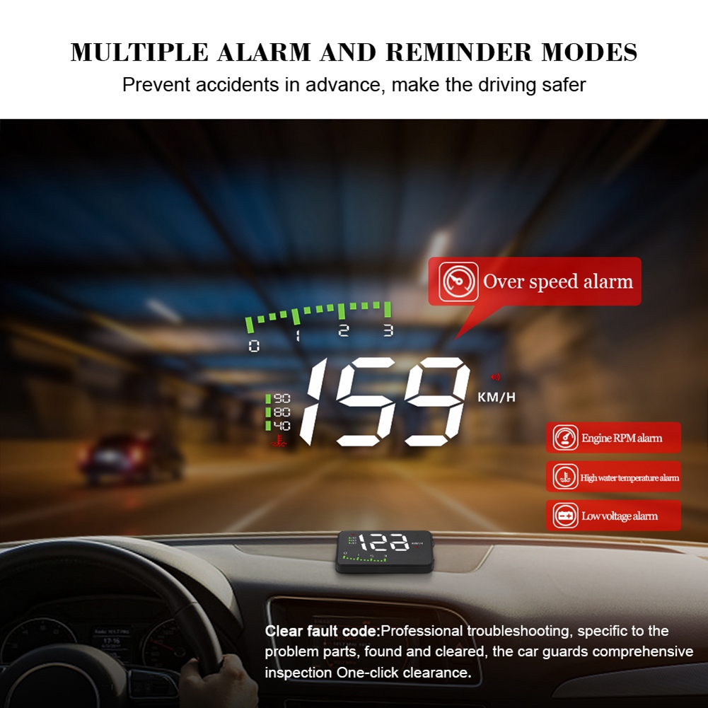 A900 Car HUD OBD RPM Meter Head-Up Display Car Accessories Multi-Display Car Digital Speed Engine RPM Water Temperature. 