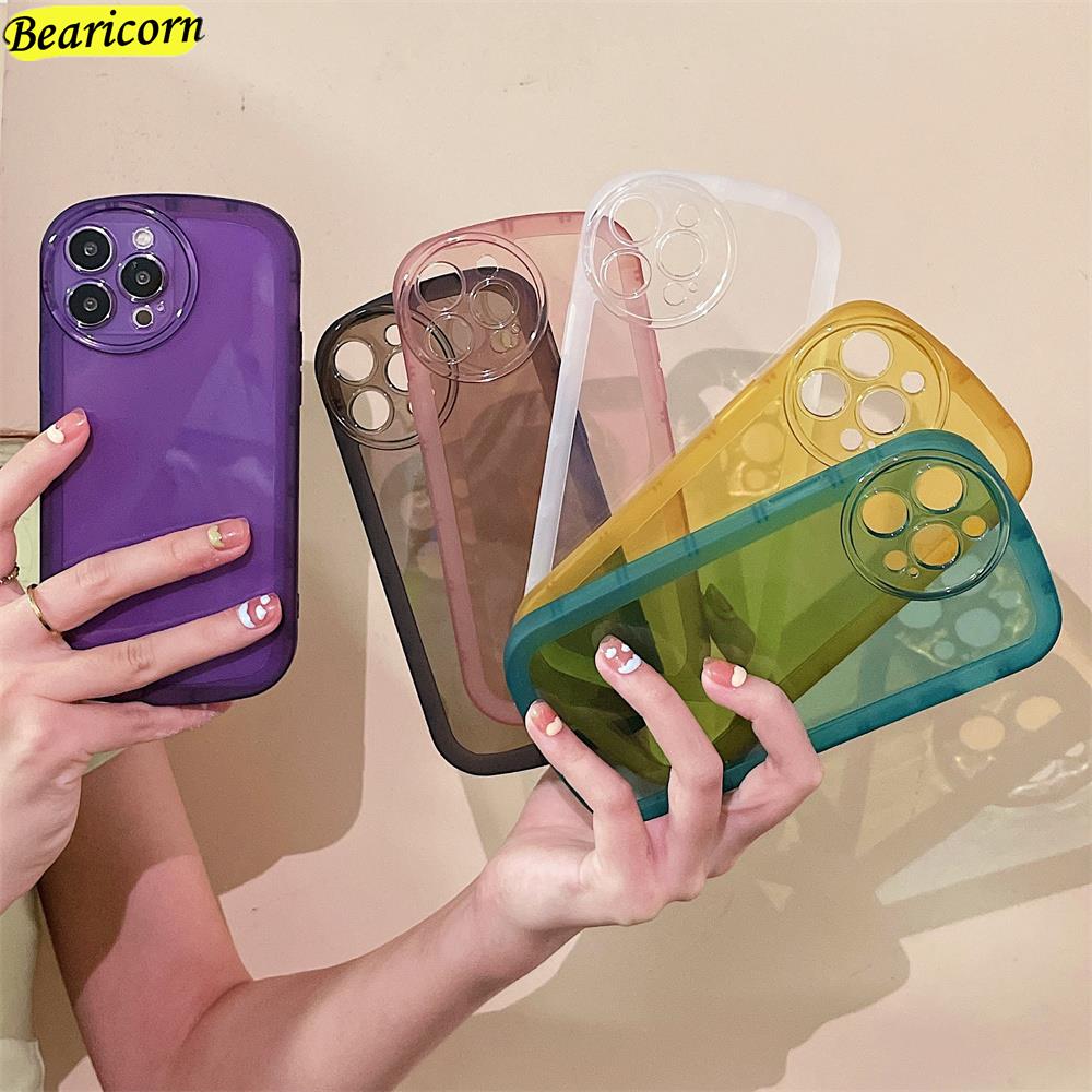 Bright Color Clear Oval Phone Case For Samsung Galaxy A30S A32 A34 A50 A50S A51 A52 A52S A54 A72 Shockproof Soft Silicone Cover