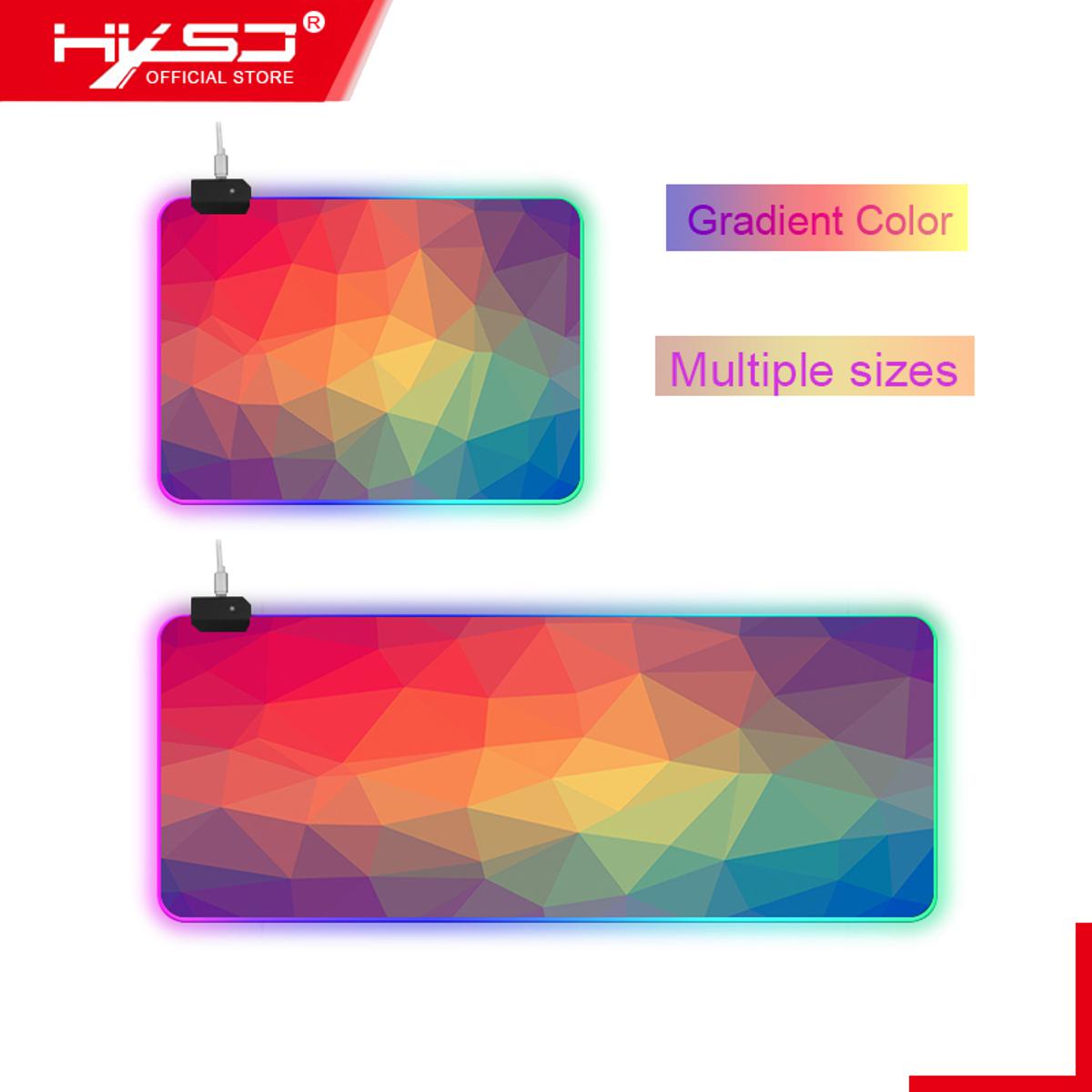 HXSJ WTU-144-L Color Triangle RGB Mouse Pad Light-emitting Non Slip Keyboard Pad Electric Game Desk Pad