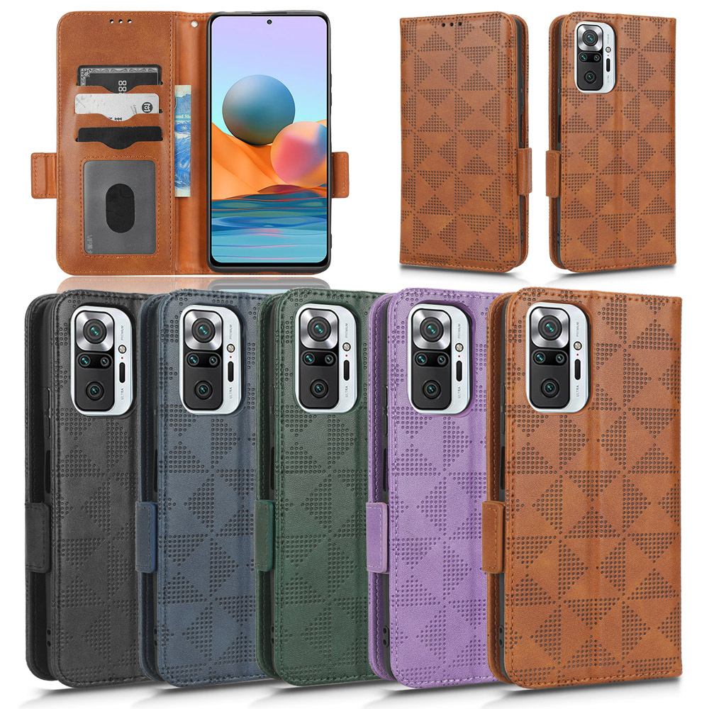 Applicable Redmi Note 10 Pro Symmetric Triangle 4G Phone Case Overseas Edition Max Protective Cover Flip Lanyard