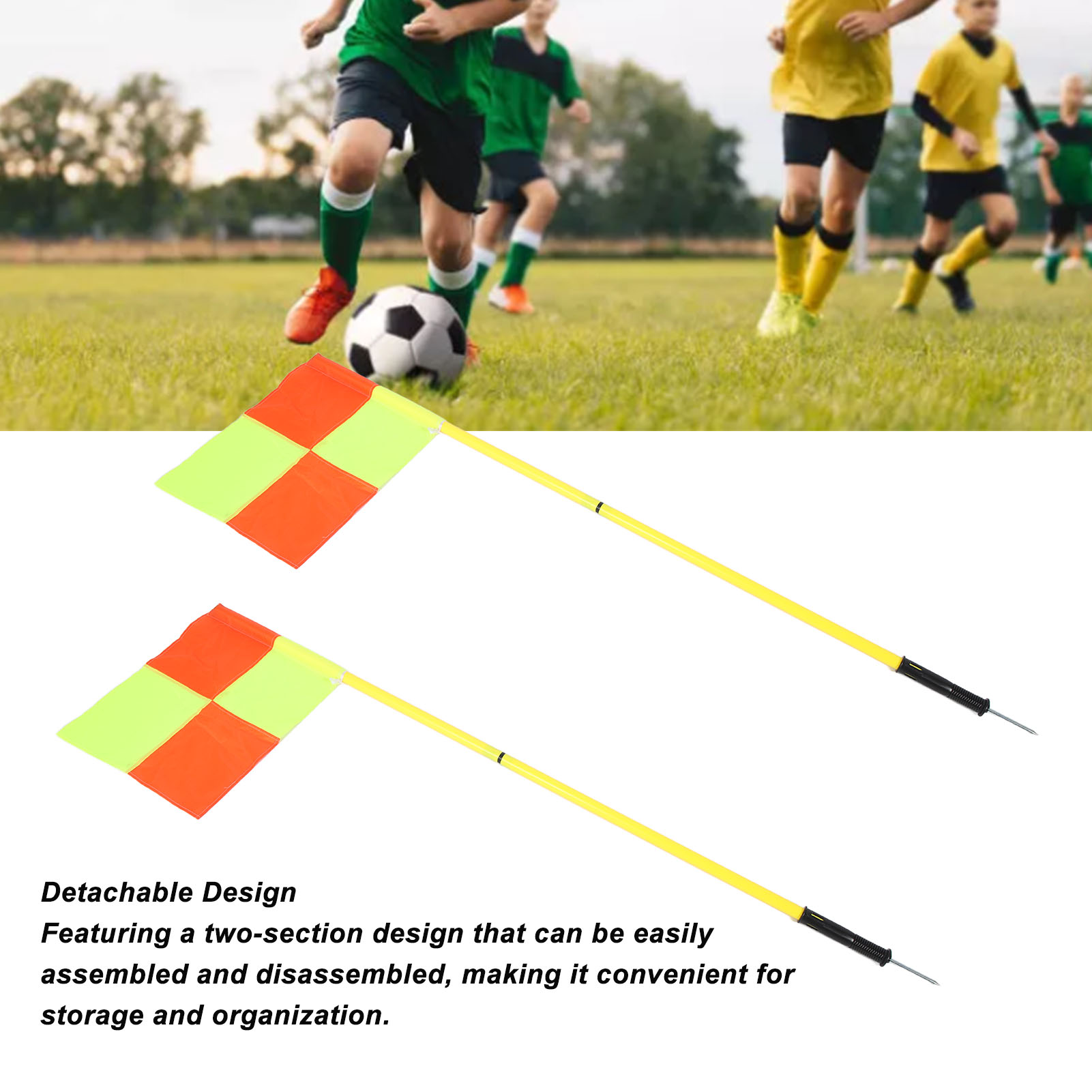 Soccer Flags Poles 2 Section 1.5m Poles High Visibility Lightweight Soccer Field Corner Flags with Storage Bag for Outdoor. 