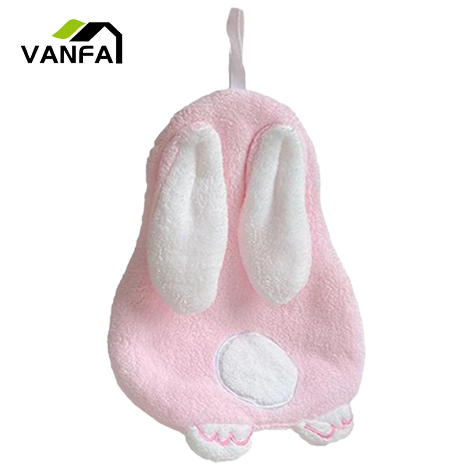 Pilling-resistant Hand Towel Adorable Rabbit Shaped Kids Hand Towel Soft Quick-drying Coral Fleece Towel for Bathroom Kitchen Cute Design with Hanging Loop Perfect for Soft Hand Towel. 