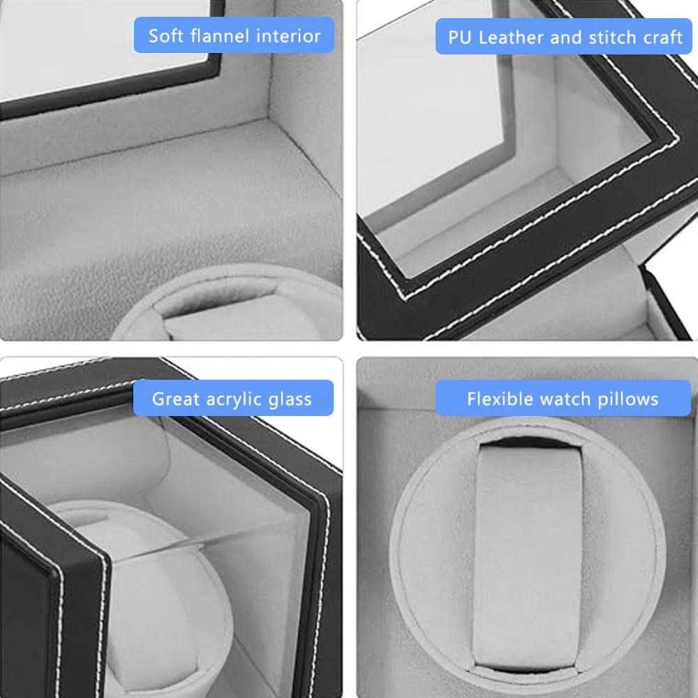 Automatic rotating wooden watch box suitable for mechanical watches. 