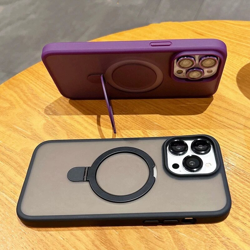 HOCE Magnetic Kickstand Phone Cases For iPhone 11 12 13 14 15 16 Pro Max 14 15 16 Plus MagSafe Case With Lens Ring Protector Shockproof Bumper Matte Clear Back Cover. 