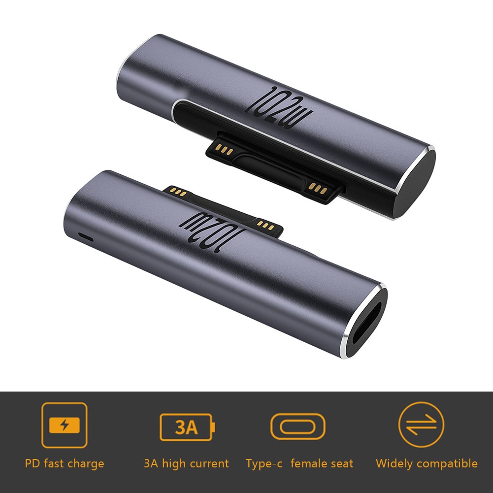 For Microsoft Surface Pro X 8 7 6 5 4 3 Go Book to USB Type C PD Fast Charging Plug Converter 15V/3A USB C Charger Power Adapter. 